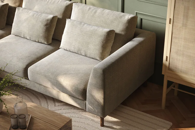 Florenz 3-seters Venstrevendt L-formet Sjeselongsofa i Chenille - Grå/Beige - Møbler - Sofaer - Sofa med sjeselong - 3 seters sofa med divan