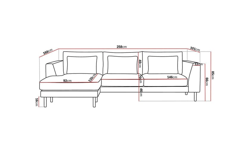 Florenz 3-seters Venstrevendt L-formet Sjeselongsofa i Chenille - Grå/Beige - Møbler - Sofaer - Sofa med sjeselong - 3 seters sofa med divan
