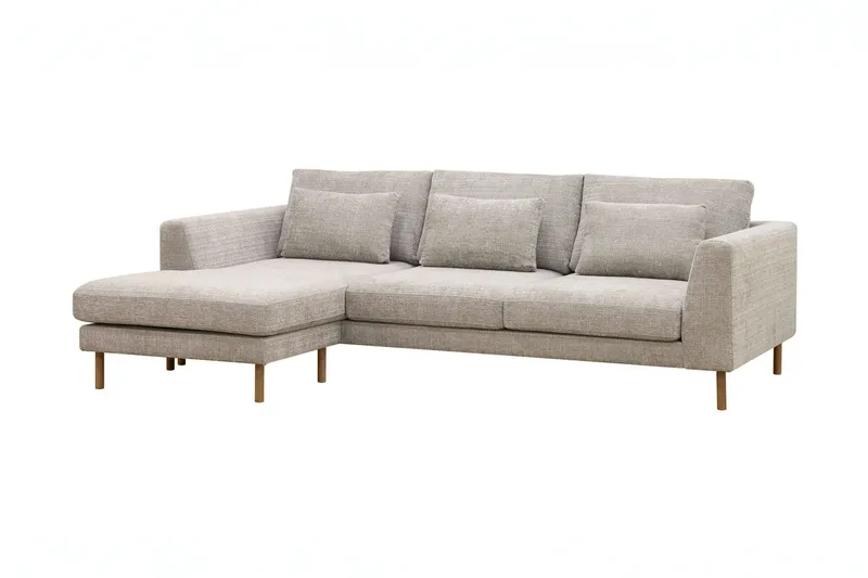 Florenz 3-seters Venstrevendt L-formet Sjeselongsofa i Chenille - Grå/Beige - Møbler - Sofaer - Sofa med sjeselong - 3 seters sofa med divan
