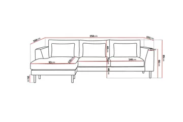 Florenz 3-seters Venstrevendt L-formet Sjeselongsofa i Stoff - Beige - Møbler - Sofaer - Sofa med sjeselong - 3 seters sofa med divan