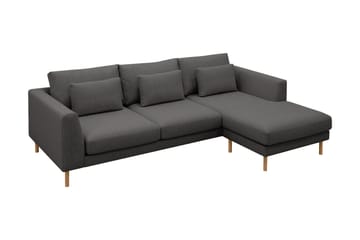 Florenz 3-seters Venstrevendt L-formet Sjeselongsofa i Stoff - Mørkegrå - Møbler - Sofaer - Sofa med sjeselong - 3 seters sofa med divan
