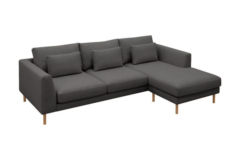 Florenz 3-seters Venstrevendt L-formet Sjeselongsofa i Stoff - Mørkegrå - Møbler - Sofaer - Sofa med sjeselong - 3 seters sofa med divan