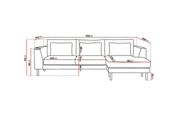 Florenz 3-seters Venstrevendt L-formet Sjeselongsofa i Stoff - Mørkegrå - Møbler - Sofaer - Sofa med sjeselong - 3 seters sofa med divan