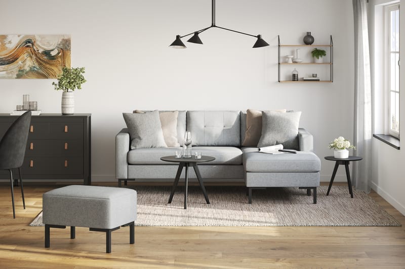 Frillestad 3-seters Høyrevendt L-formet Divansofa i Stoff - Grå - Møbler - Sofaer - Sofa med sjeselong - 3 seters sofa med divan