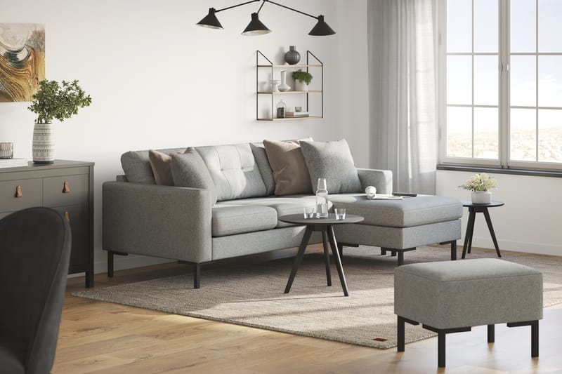 Frillestad 3-seters Høyrevendt L-formet Divansofa i Stoff - Grå - Møbler - Sofaer - Sofa med sjeselong - 3 seters sofa med divan