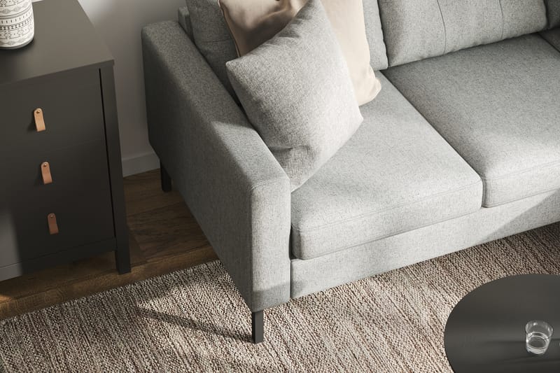 Frillestad 3-seters Høyrevendt L-formet Divansofa i Stoff - Grå - Møbler - Sofaer - Sofa med sjeselong - 3 seters sofa med divan