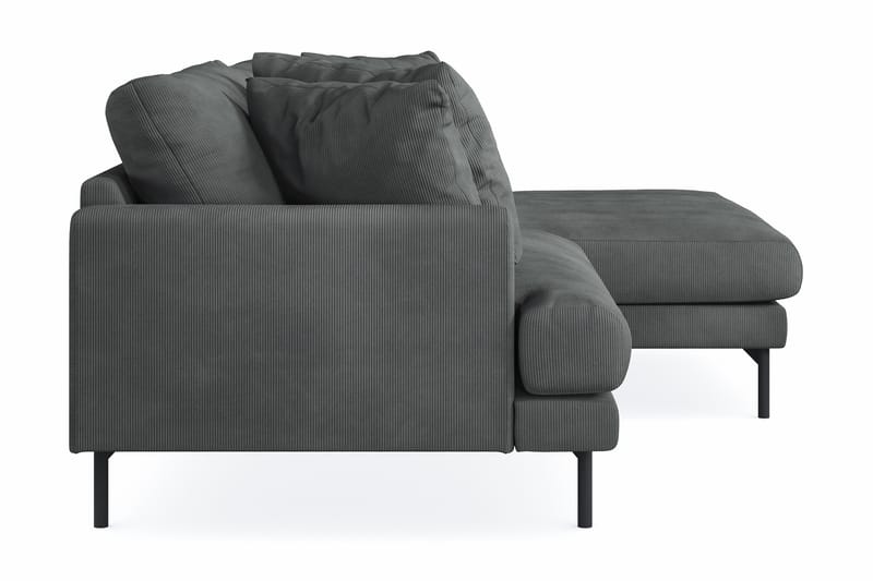 Menard 3-seters Divansofa - Grå - Sofa med sjeselong - Skinnsofaer - 2 seters sofa med divan - 3 seters sofa med divan - 4 seters sofa med divan - Fløyel sofaer