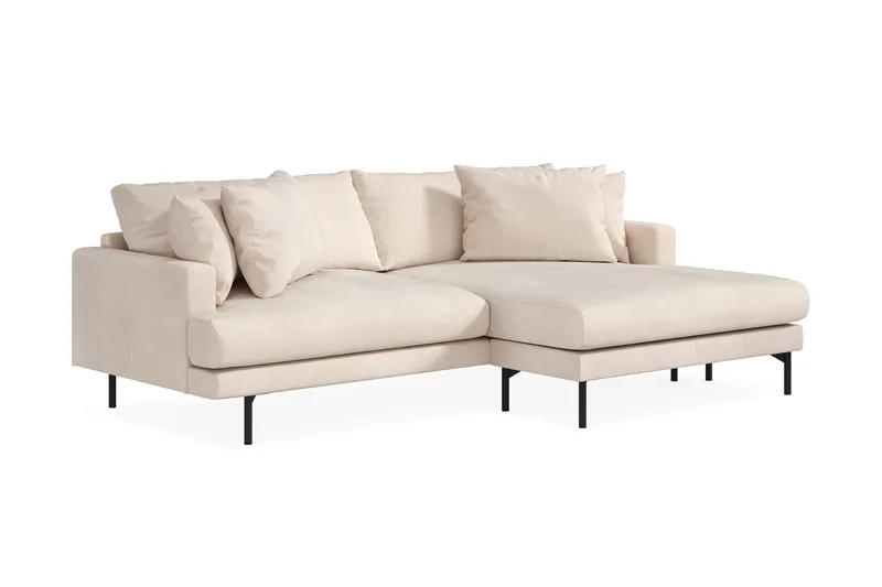 Menard 4-seters Høyrevendt L-formet Divansofa i Manchester - Beige - Møbler - Sofaer - Sofa med sjeselong - 4 seters sofa med divan