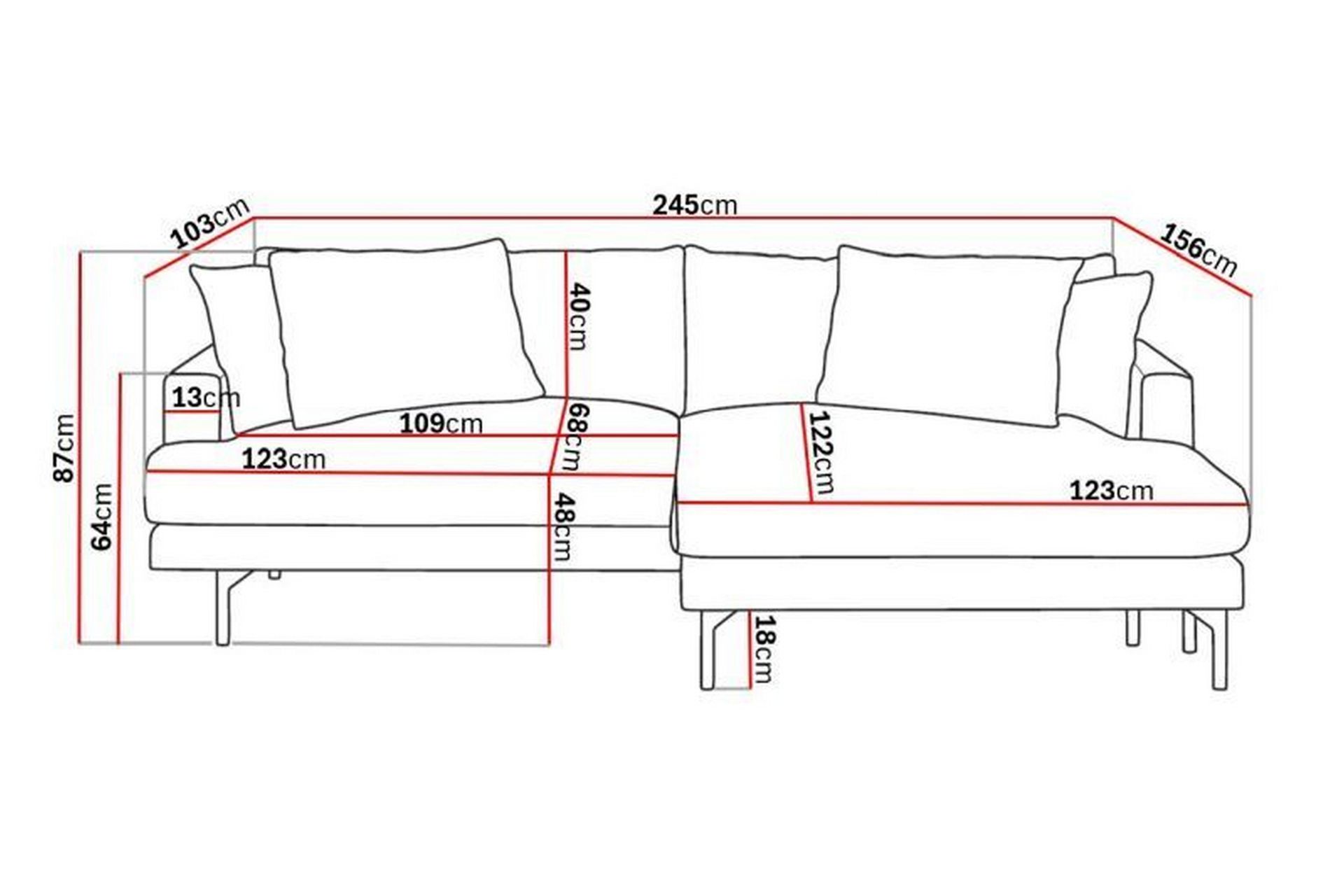 Menard 4-seters Høyrevendt L-formet Divansofa i Manchester - Beige - Møbler - Sofaer - Sofa med sjeselong