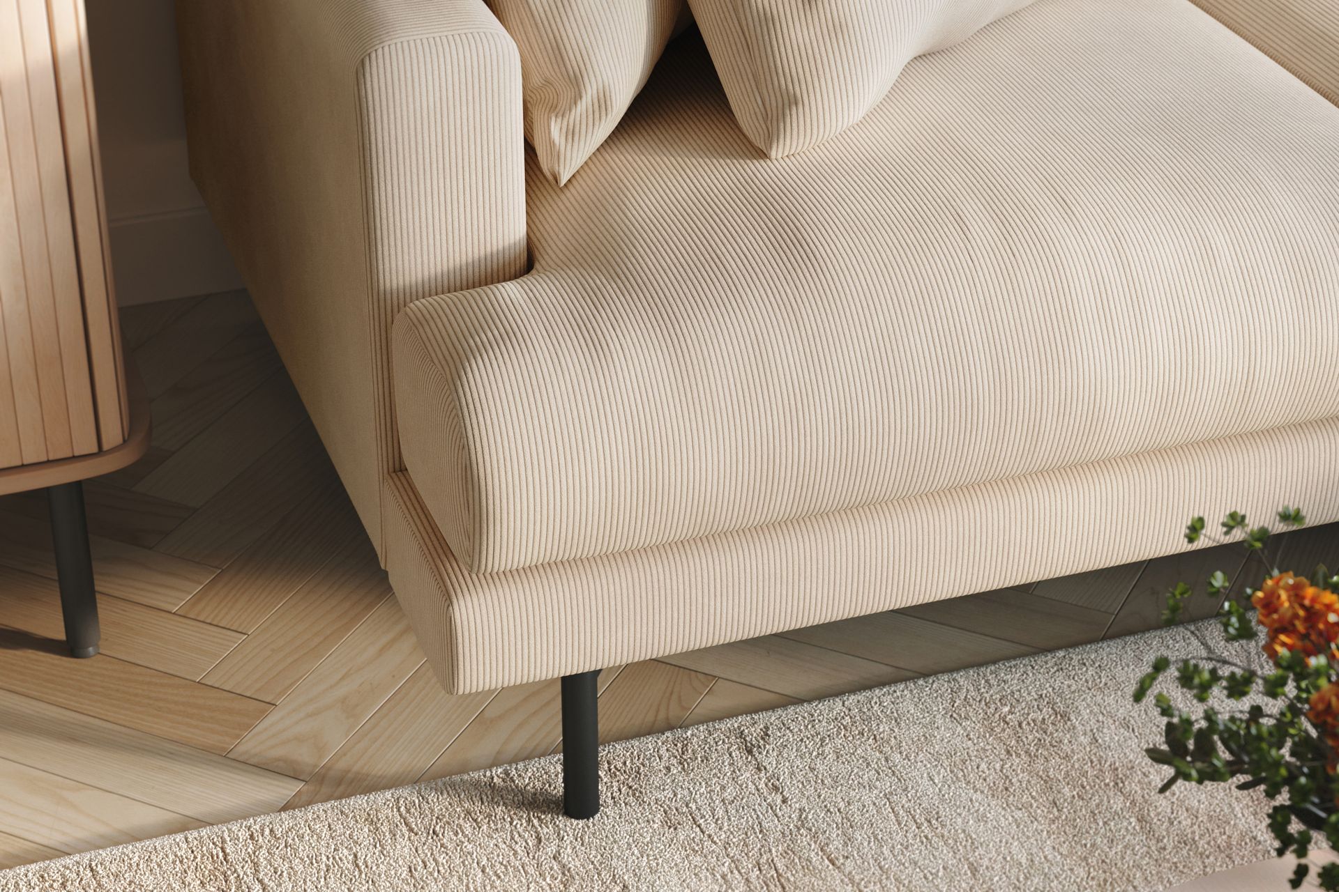 Menard 4-seters Høyrevendt L-formet Divansofa i Manchester - Beige - Møbler - Sofaer - Sofa med sjeselong