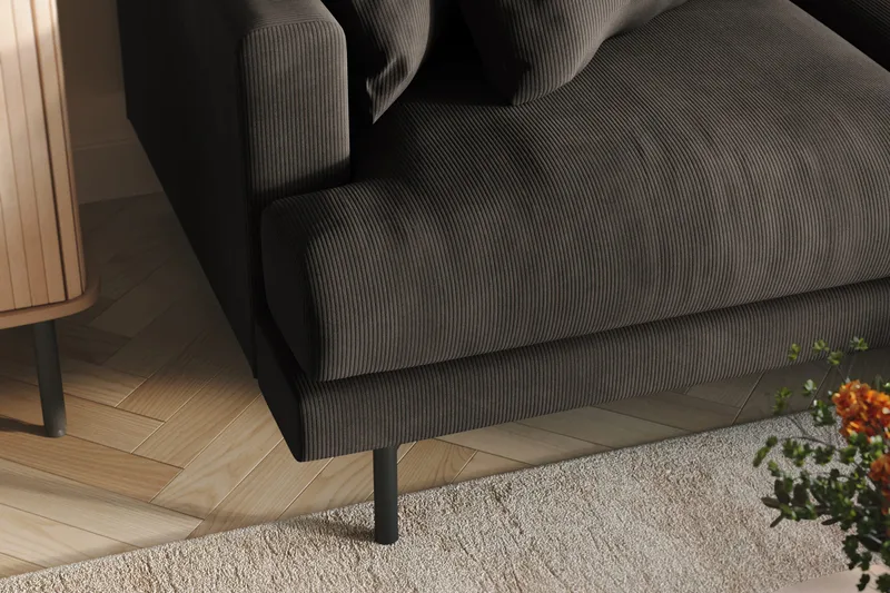 Menard 4-seters Høyrevendt L-formet Divansofa i Manchester - Mørk grå - Møbler - Sofaer - Sofa med sjeselong - 4 seters sofa med divan