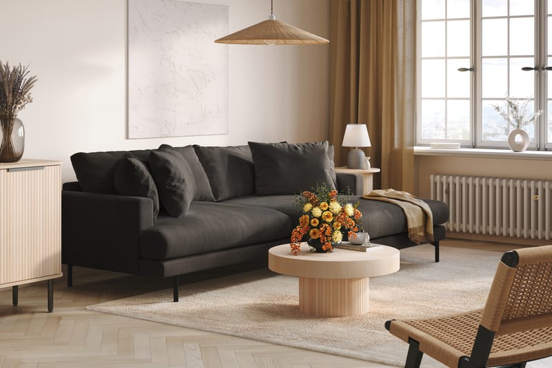 Menard 4-seters Høyrevendt L-formet Divansofa i Manchester - Mørk grå - Møbler - Sofaer - Sofa med sjeselong - 4 seters sofa med divan