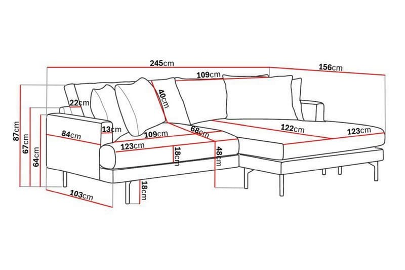Menard 4-seters Høyrevendt L-formet Divansofa i Manchester - Mørk grønn - Møbler - Sofaer - Sofa med sjeselong