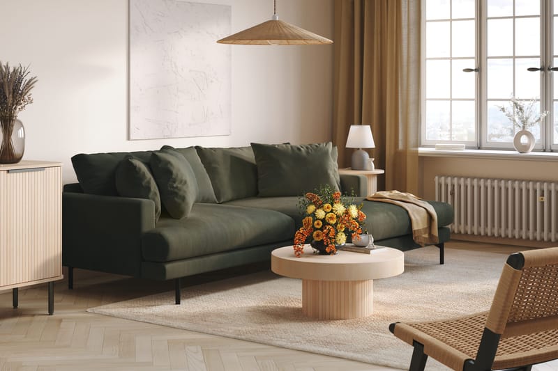 Menard 4-seters Høyrevendt L-formet Divansofa i Manchester - Mørk grønn - Møbler - Sofaer - Sofa med sjeselong - 4 seters sofa med divan