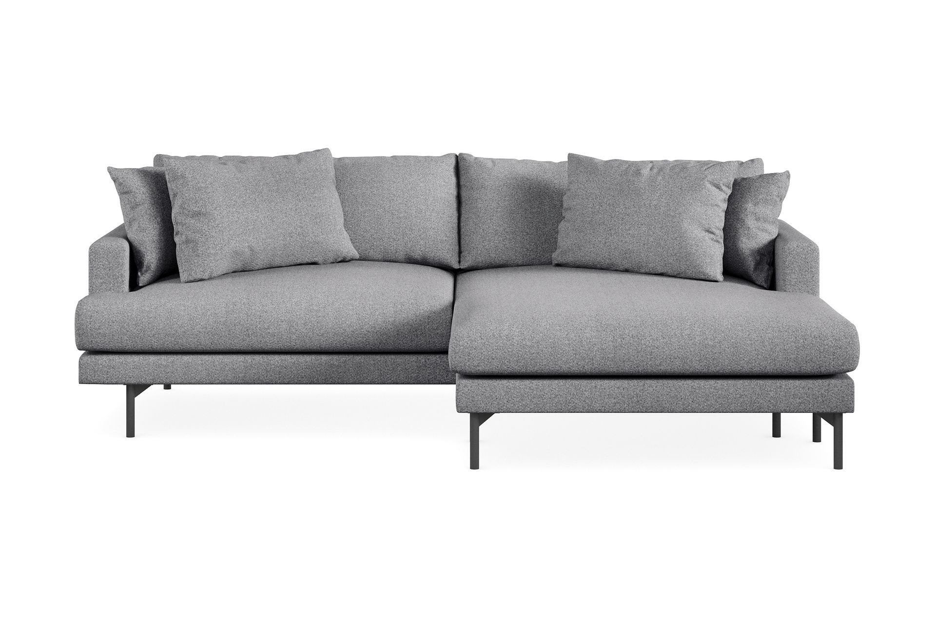 Menard 4-seters Høyrevendt L-formet Divansofa i Stoff - Grå - Møbler - Sofaer - Sofa med sjeselong