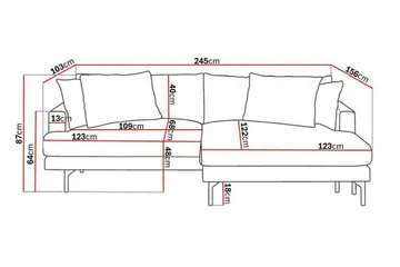 Menard 4-seters Høyrevendt L-formet Divansofa i Stoff - Mørk grå - Møbler - Sofaer - Sofa med sjeselong - 4 seters sofa med divan