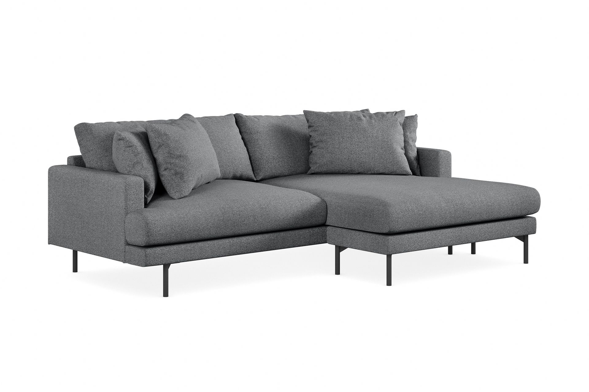 Menard 4-seters Høyrevendt L-formet Divansofa i Stoff - Mørk grå - Møbler - Sofaer - Sofa med sjeselong