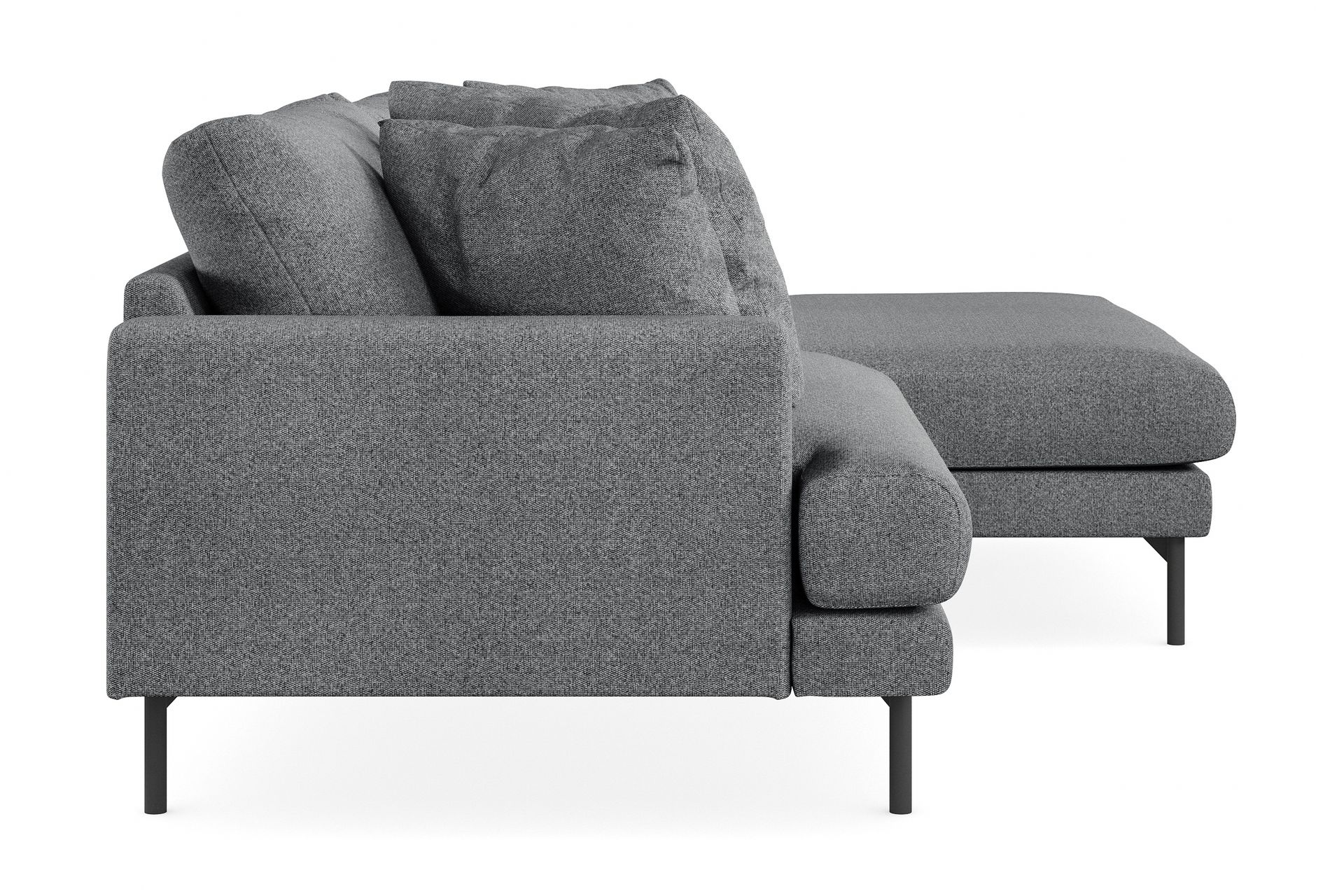 Menard 4-seters Høyrevendt L-formet Divansofa i Stoff - Mørk grå - Møbler - Sofaer - Sofa med sjeselong