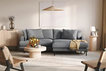 Menard 4-seters Høyrevendt L-formet Divansofa i Stoff - Mørk grå - Møbler - Sofaer - Sofa med sjeselong - 4 seters sofa med divan