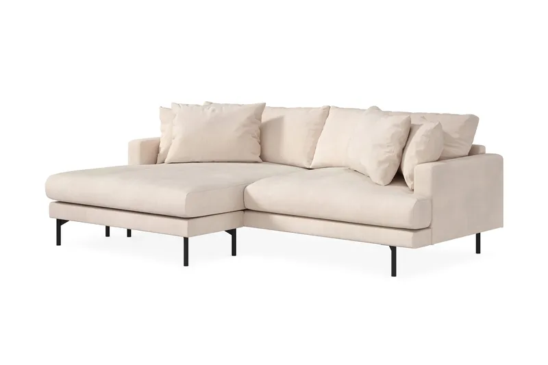 Menard 4-seters Venstrevendt L-formet Divansofa i Manchester - Beige - Møbler - Sofaer - Sofa med sjeselong - 4 seters sofa med divan