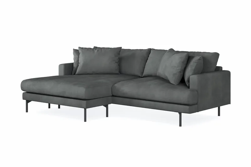 Menard 4-seters Venstrevendt L-formet Divansofa i Manchester - Grå - Møbler - Sofaer - Sofa med sjeselong - 4 seters sofa med divan
