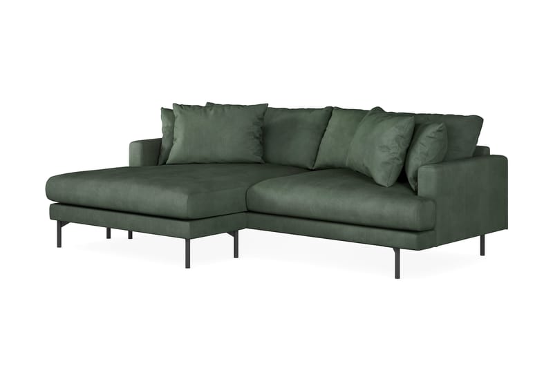 Menard 4-seters Venstrevendt L-formet Divansofa i Manchester - Grønn - Møbler - Sofaer - Sofa med sjeselong - 4 seters sofa med divan