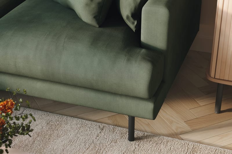 Menard 4-seters Venstrevendt L-formet Divansofa i Manchester - Grønn - Møbler - Sofaer - Sofa med sjeselong - 4 seters sofa med divan