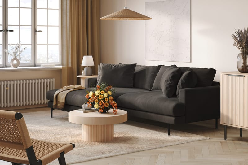 Menard 4-seters Venstrevendt L-formet Divansofa i Manchester - Mørk grå - Møbler - Sofaer - Sofa med sjeselong - 4 seters sofa med divan