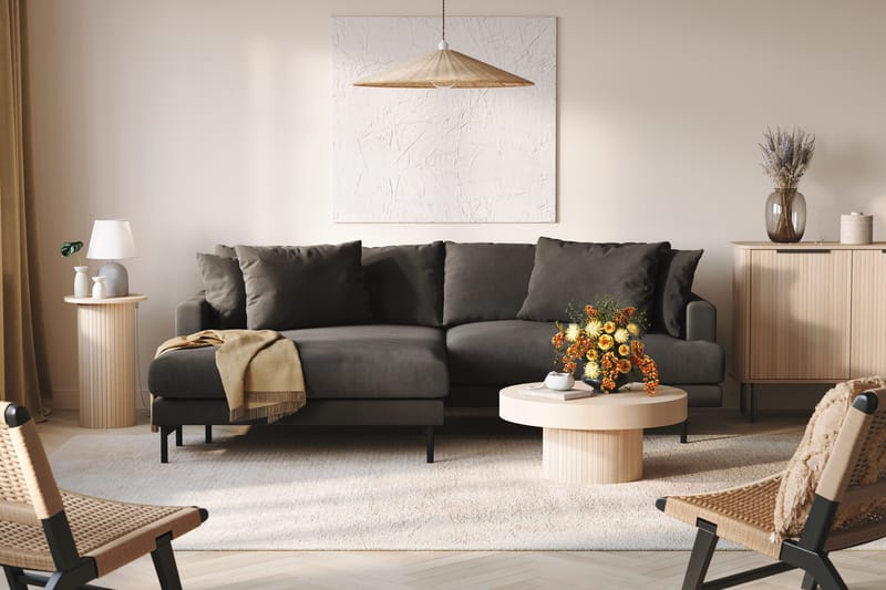 Menard 4-seters Venstrevendt L-formet Divansofa i Manchester - Mørk grå - Møbler - Sofaer - Sofa med sjeselong - 4 seters sofa med divan