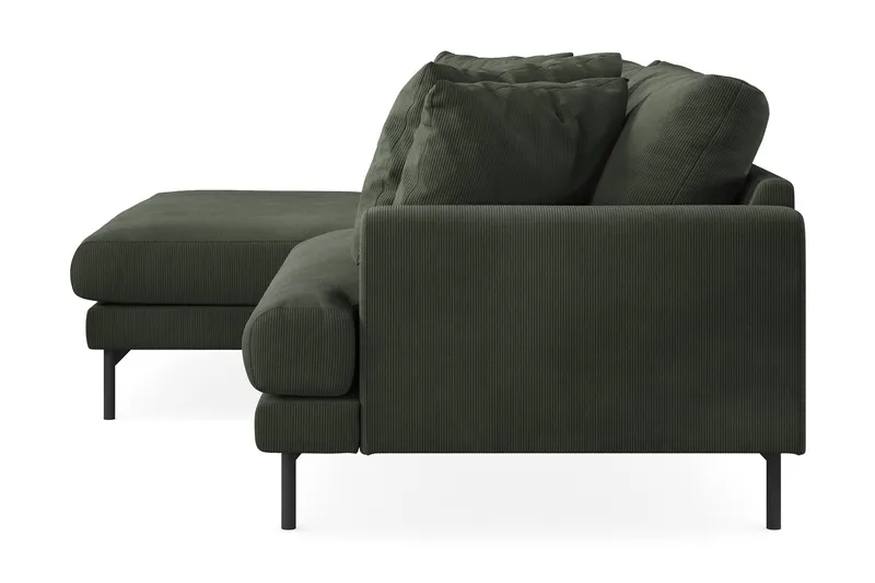 Menard 4-seters Venstrevendt L-formet Divansofa i Manchester - Mørk grønn - Møbler - Sofaer - Sofa med sjeselong - 4 seters sofa med divan
