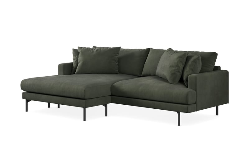Menard 4-seters Venstrevendt L-formet Divansofa i Manchester - Mørk grønn - Møbler - Sofaer - Sofa med sjeselong - 4 seters sofa med divan