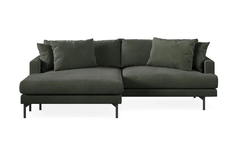 Menard 4-seters Venstrevendt L-formet Divansofa i Manchester - Mørk grønn - Møbler - Sofaer - Sofa med sjeselong - 4 seters sofa med divan