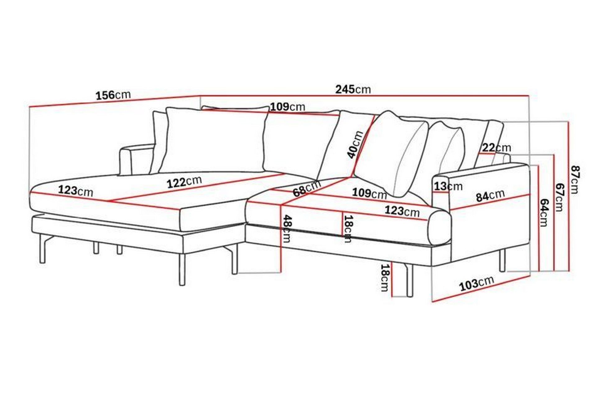 Menard 4-seters Venstrevendt L-formet Divansofa i Manchester - Mørk grønn - Møbler - Sofaer - Sofa med sjeselong