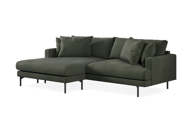 Menard 4-seters Venstrevendt L-formet Divansofa i Manchester - Mørk grønn - Møbler - Sofaer - Sofa med sjeselong