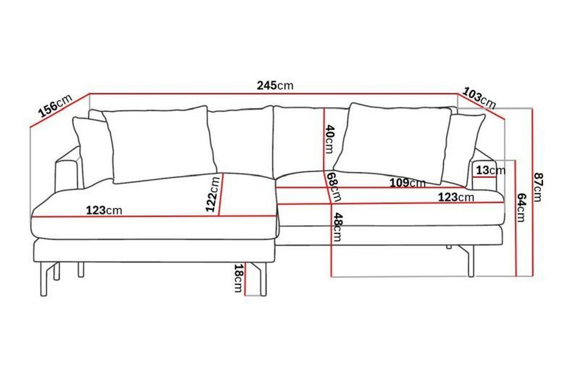 Menard 4-seters Venstrevendt L-formet Divansofa i Manchester - Mørk grønn - Møbler - Sofaer - Sofa med sjeselong