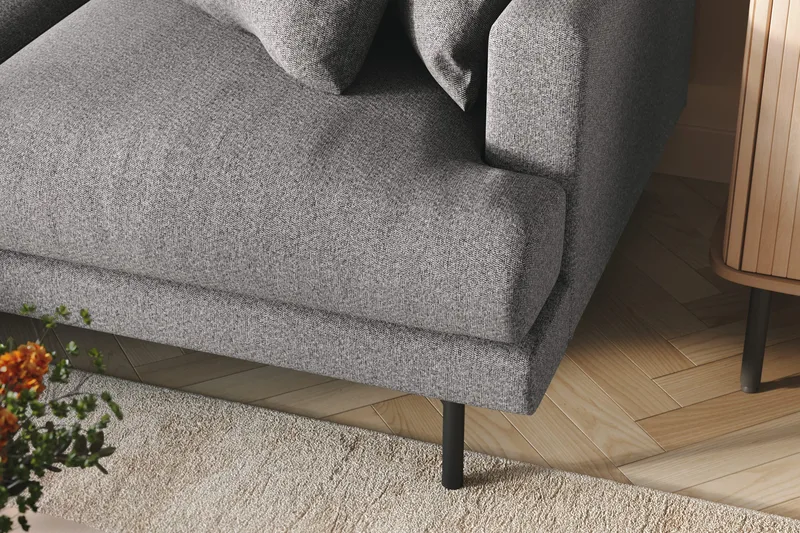 Menard 4-seters Venstrevendt L-formet Divansofa i Stoff - Grå - Møbler - Sofaer - Sofa med sjeselong - 4 seters sofa med divan