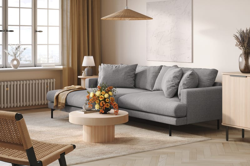Menard 4-seters Venstrevendt L-formet Divansofa i Stoff - Grå - Møbler - Sofaer - Sofa med sjeselong - 4 seters sofa med divan