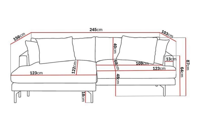 Menard 4-seters Venstrevendt L-formet Divansofa i Stoff - Grå - Møbler - Sofaer - Sofa med sjeselong