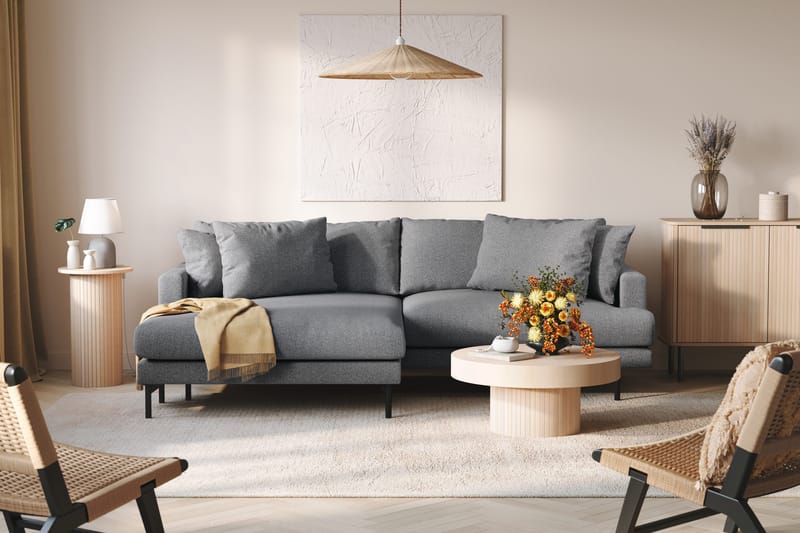 Menard 4-seters Venstrevendt L-formet Divansofa i Stoff - Mørk grå - Møbler - Sofaer - Sofa med sjeselong - 4 seters sofa med divan