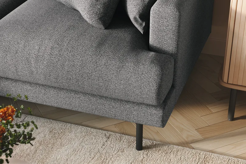 Menard 4-seters Venstrevendt L-formet Divansofa i Stoff - Mørk grå - Møbler - Sofaer - Sofa med sjeselong - 4 seters sofa med divan