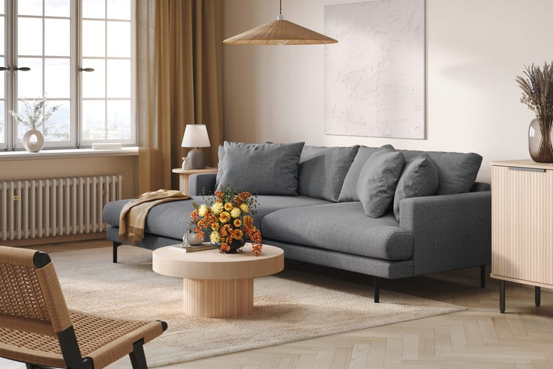 Menard 4-seters Venstrevendt L-formet Divansofa i Stoff - Mørk grå - Møbler - Sofaer - Sofa med sjeselong - 4 seters sofa med divan