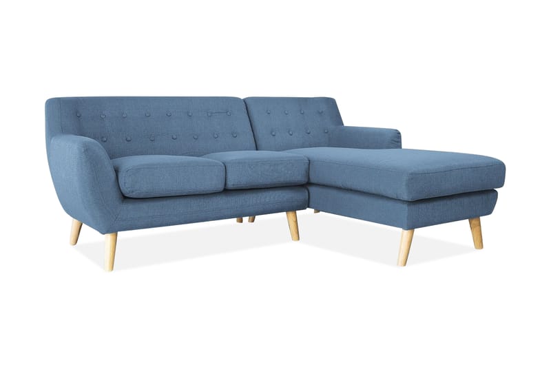 Motala Hjørnesofa 140 cm - Blå - Sofa med sjeselong - 3 seters sofa med divan