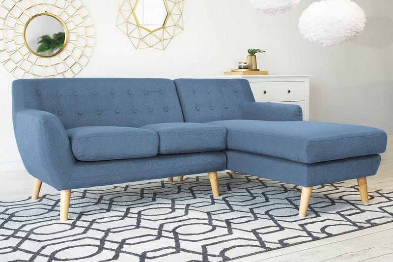 Motala Hjørnesofa 140 cm - Blå - Møbler - Sofaer - Sofa med sjeselong - 3 seters sofa med divan