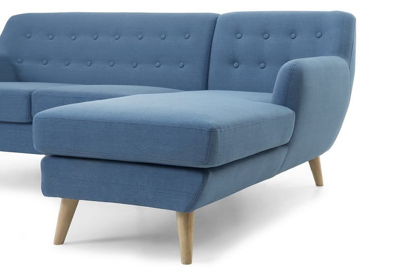 Motala Hjørnesofa 140 cm - Blå - Sofa med sjeselong - 3 seters sofa med divan