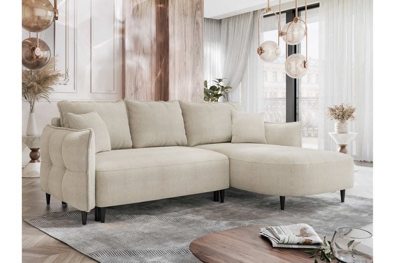 Sycylia Sofa med Divan 3-seter - Beige - Møbler - Sofaer - Sofa med sjeselong - 3 seters sofa med divan