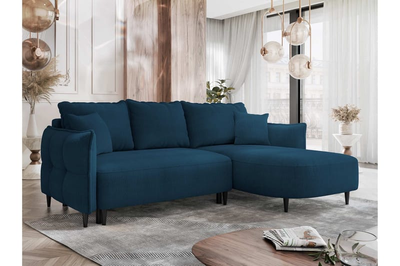 Sycylia Sofa med Divan 3-seter - Blå - Møbler - Sofaer - Sofa med sjeselong - 3 seters sofa med divan