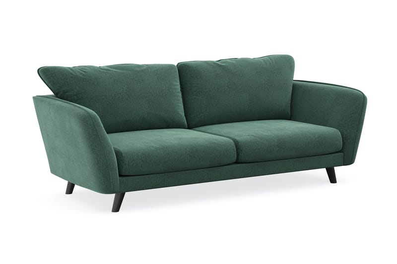 Trend Lyx 3-seters Fløyelssofa - Mørkegrønn - Møbler - Sofaer - Sofa med sjeselong - 3 seters sofa med divan