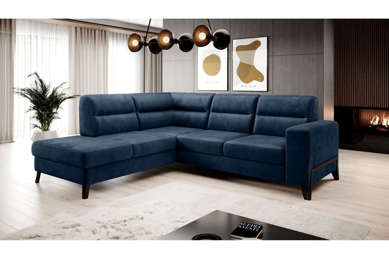 Anglika Sofa m. Sjeselong 4-seters, Blå