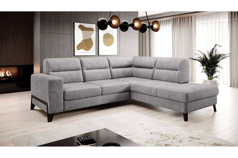 Anglika Sofa m. Sjeselong 4-seters, Grå