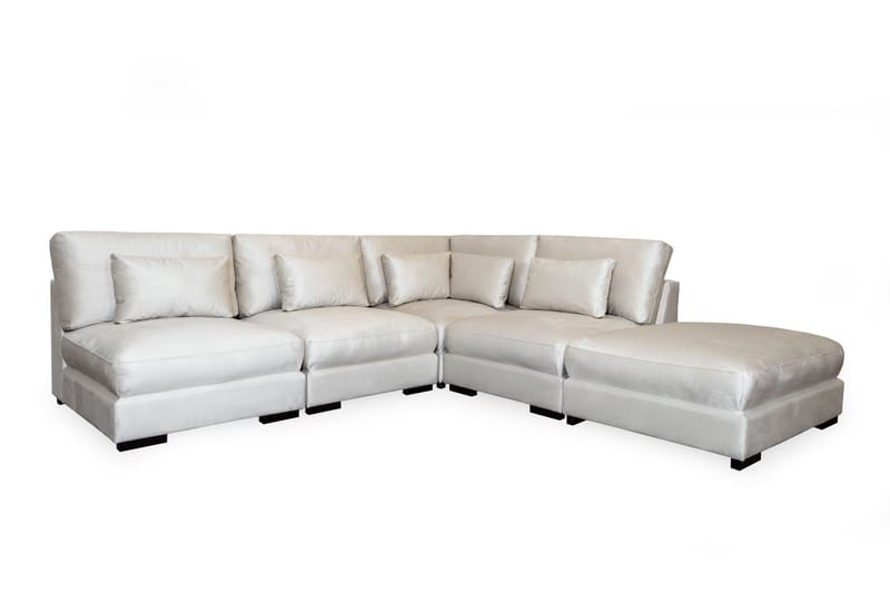 Dubai sjeselong sofa Left Velvet - Hvit - Møbler - Sofaer - Sofa med sjeselong - 4 seters sofa med divan